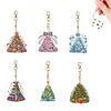 (US Local)6PCS  Christmas Tree DIY Diamond Painting Keychain Diamond Art Keyrings