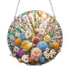 (Upgrade Size)DIY Diamond Painting Art Double Sided Effect Pendant Colorful Stained Glass Hanging Ornament Kit(rFlowers)