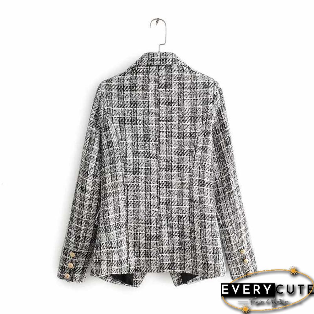 Confident Womens Tweed Blazer And Skirt Suits Plaid
