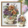 (Multi-Style) Flowers In Tea Cup - 18CT Stamped Cross Stitch 20*25cm/7.87*9.84in