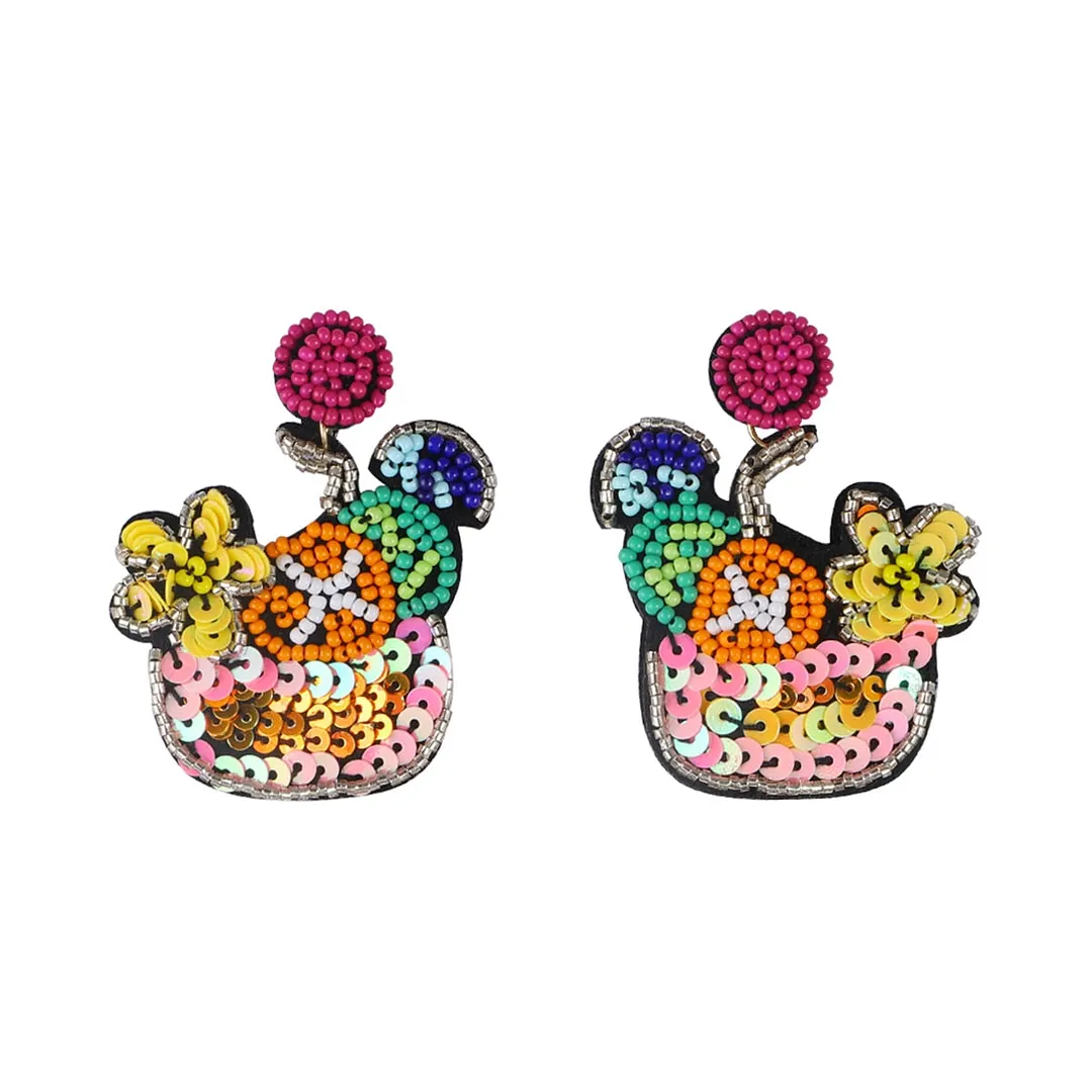 Dvacaman Bohemian Colourful Weave Beaded Flower Statement Drop Earrings Women Ethnic Handmade Seed Beads Dangle Earrings Jewelry