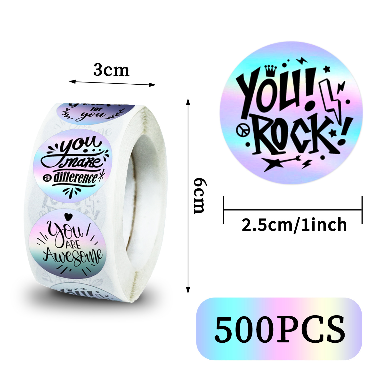 Laser Love 500-Pack: Premium Reflective 'Thank You' Stickers for Valentine's Gifts & Gratitude