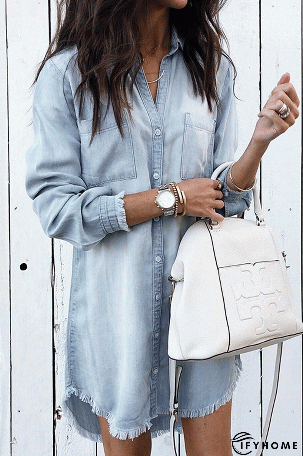 Denim Shirt Dress Overcoat | IFYHOME