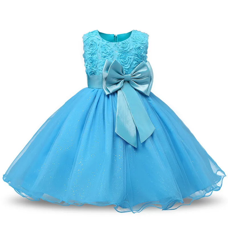 Uveng 2021 Infant Baby Girls Flower Dresses Christening Gowns Newborn Babies Baptism Clothes Princess tutu Birthday White Bow Dress