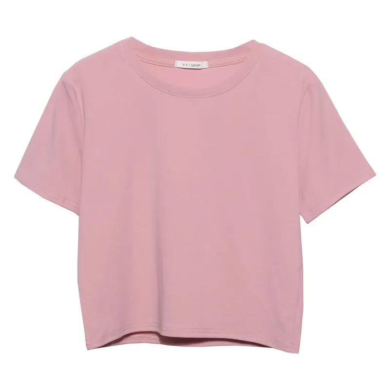 Churchf Real-Apamine Solid Short-Sleeved T-Shirt Burst Small Short Sweet Spicy Slim Slim Thin Collar Top 88122