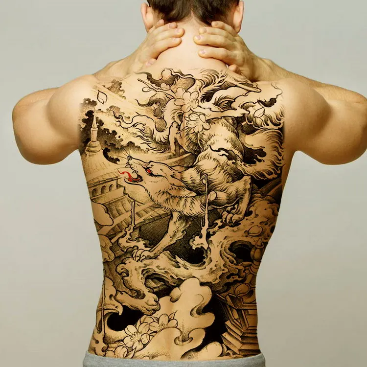 temporary men tattoos water transfer tattoo full back large tatoo fake dragon wings tattoo and body art sticker sexy decals big
