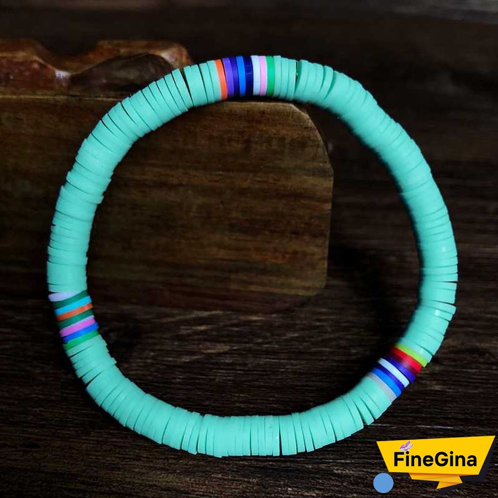 Recyclable Rainbow Colorful Polymer Clay Beads Bracelets Jewelry