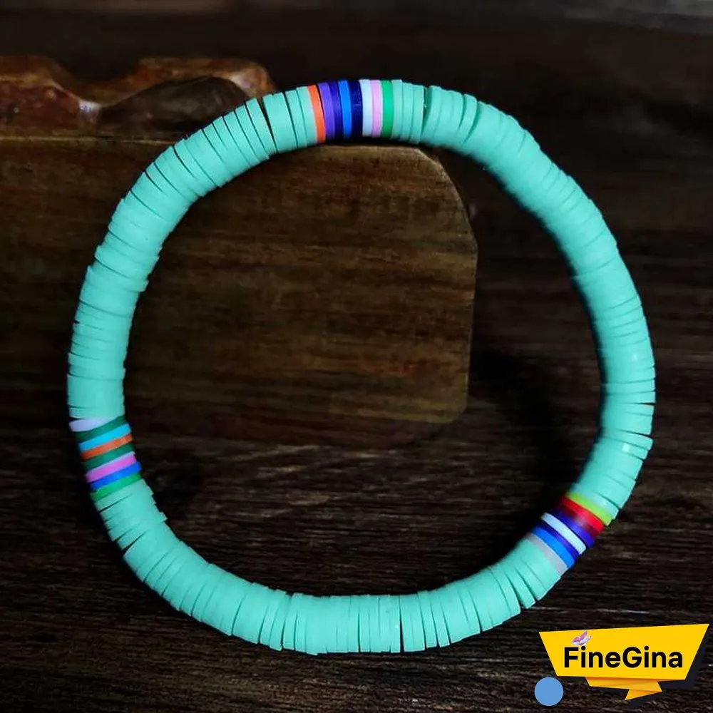 Recyclable Rainbow Colorful Polymer Clay Beads Bracelets Jewelry