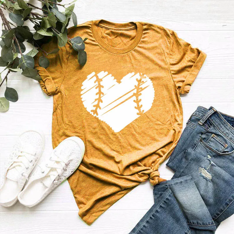 Heart-shaped Floral Round Neck Short Sleeves T-shirt