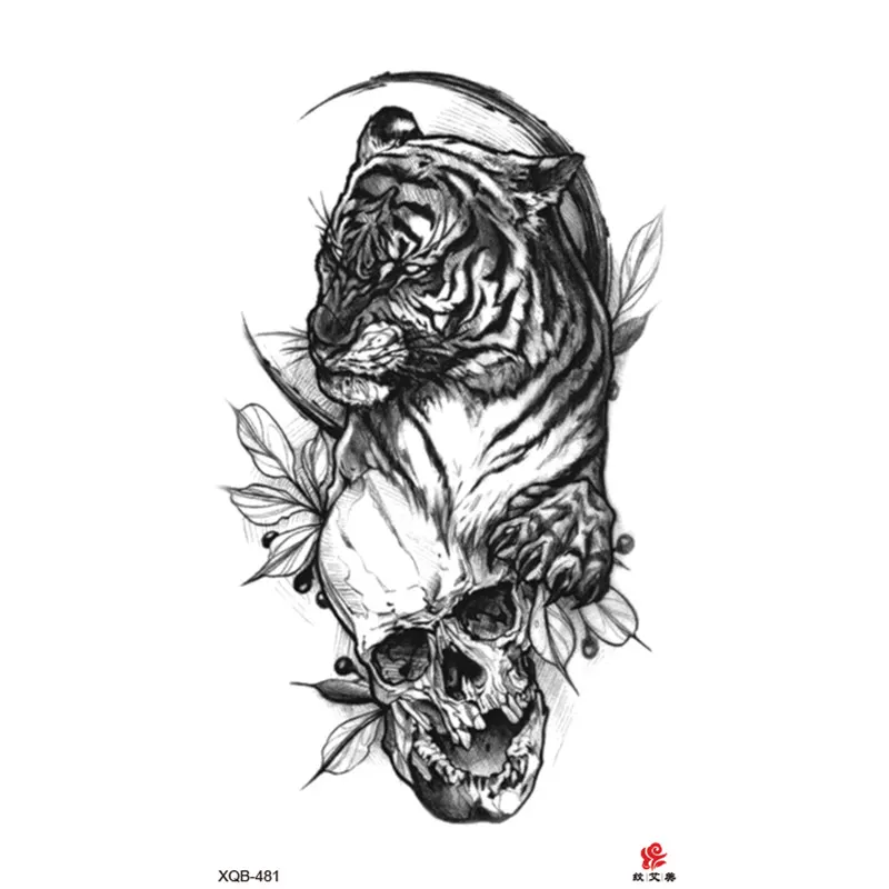 Sdrawing Full-arm Waterproof Tattoo Sticker Symbol Totem Animal Skeleton Small Arm Tattoo Sticker