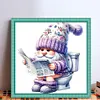 (Small Size)Gnome Goes To Toilet - 18CT Stamped Cross Stitch - 25*25cm