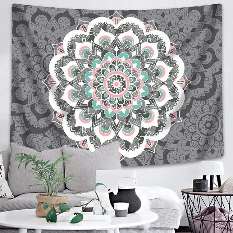 Polyester Mandala Print Tapestry Wall Hanging Carpet Throw Yoga Beach Mat Blanket Large 150*200cm Sleeping pad wall art Tapestry