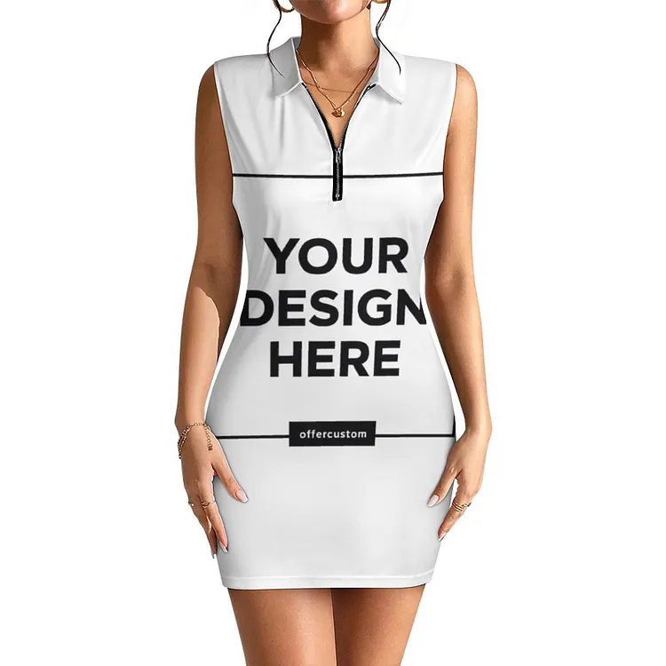 Personalized Design Sleeveless Polo Shirt Dress