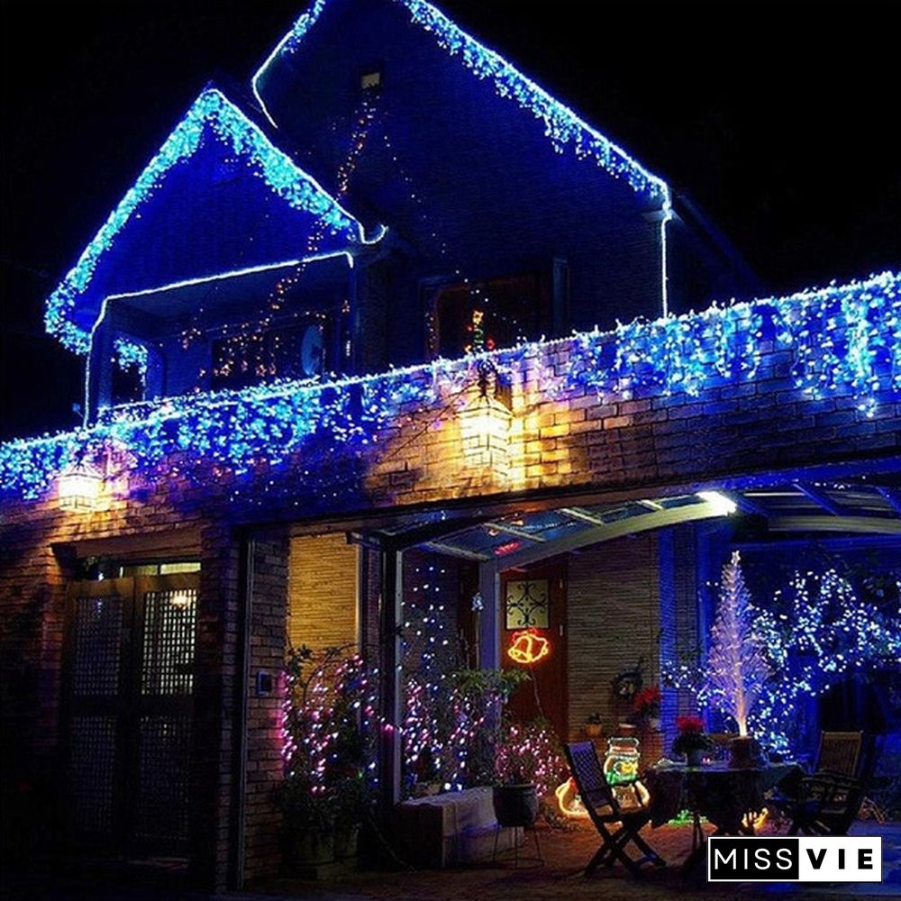 New Droop Curtain Icicle String Light 100LED 10M Christmas/Wedding/Party Decoration Lights Garland AC 110V 220V Outdoor Waterproof Led Lamp 4 Colors