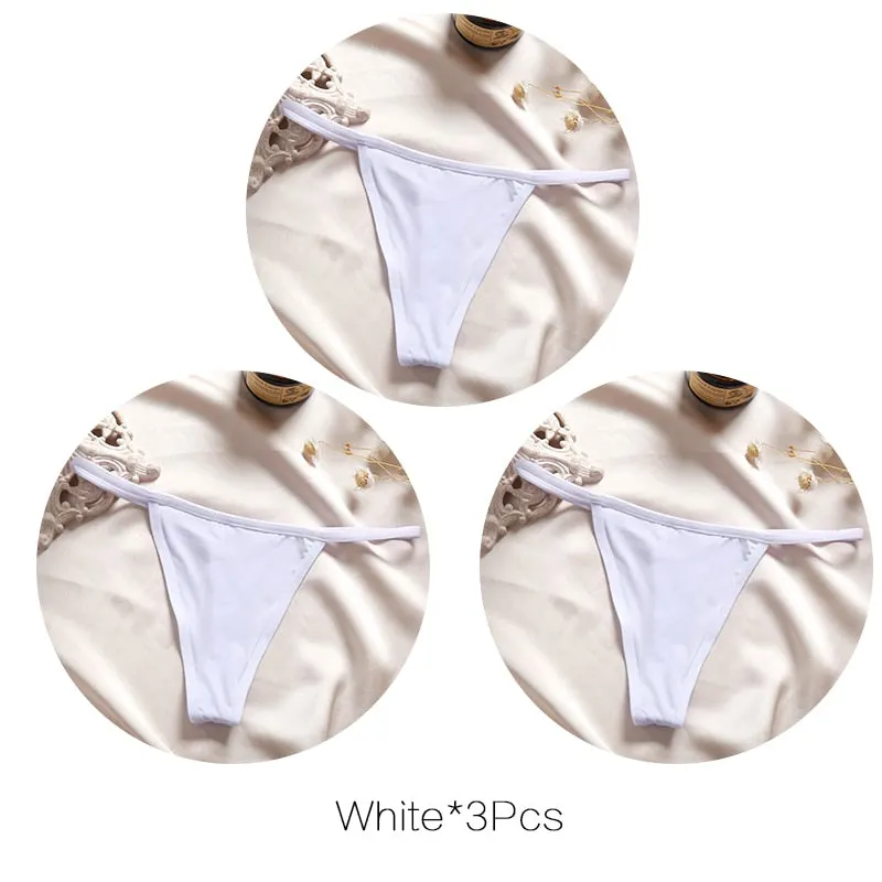 FINETOO 3Pcs/set Sexy Low-rise Thongs Women Bikini Panties T-back Underpants M-XL Female G-String Panty Ladies Thong Lingerie