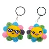 2Pcs Sunflower Bead Cross Stitch Keychain Kit Mosaic Beads Embroidery Keyrings