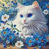 Diamond Painting-DIY Crystal Rhinestone Cat in the Flower Bushes