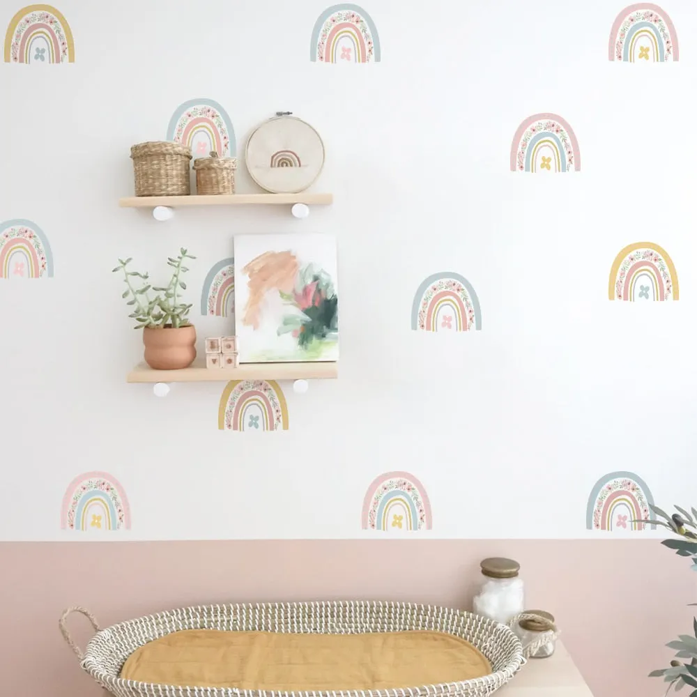 36 Pcs Rainbow Vinyl Decorative Wall Stickers Decorations For Girls Wallpaper Stickers On The Wall Paper For Fourth