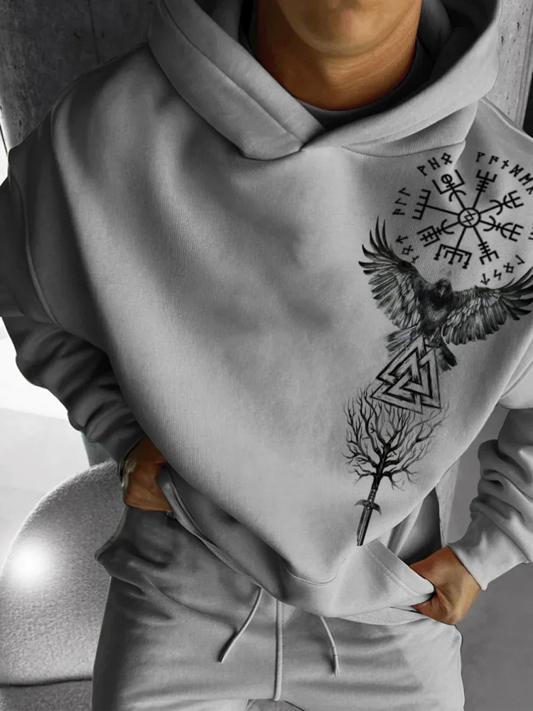 Men's Viking Casual Print Hoodie