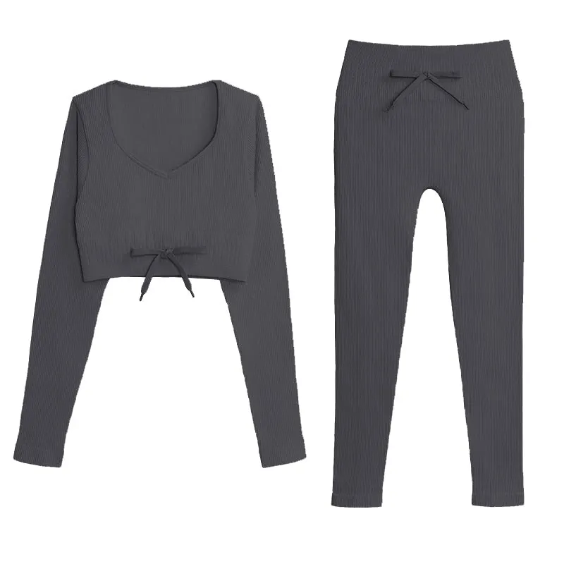 SVOKOR Sport Two Piece Sets Women Gym Tracksuits Workout 2Pcs Sexy Running Leggings Cycling Shorts Fitness Vest Short Crop Tops