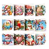(US Local)12PCS DIY Xmas Pattern Rhinestone Diamond Art Mosaic Postcards for Celebrations