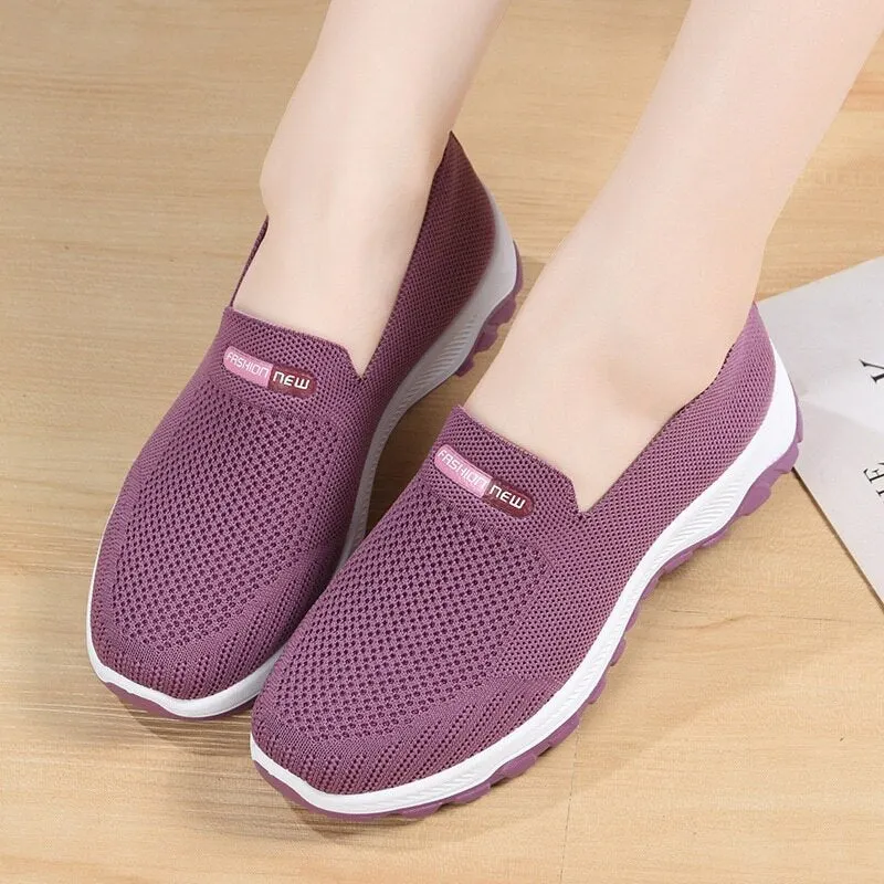 Breathable Sneakers Women Running Shoes Women  Light Mesh Flats Women's Sports Shoes Slip-on Female Loafers