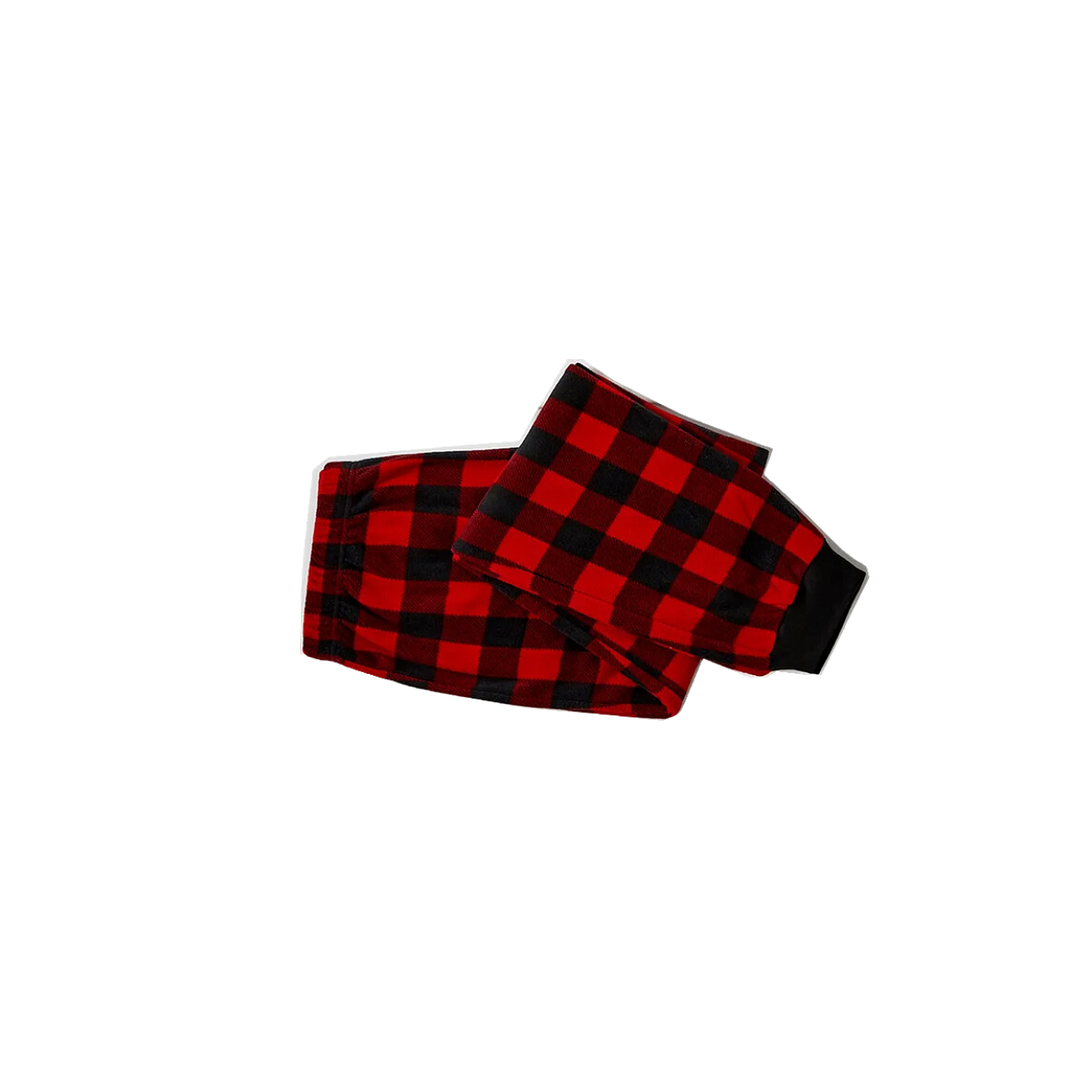 "Family Christmas 2024" and Santa Hat Printed Red & Black Plaid Family Matching Pajamas