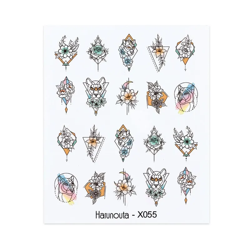 1Pc Spring Water Nail Decal And Sticker Flower Leaf Tree Green Simple Summer DIY Slider For Manicuring Nail Art Watermark