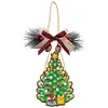DIY Diamond Painting Christmas  Wooden Christmas Charms Decorations Santa Pendant Kits