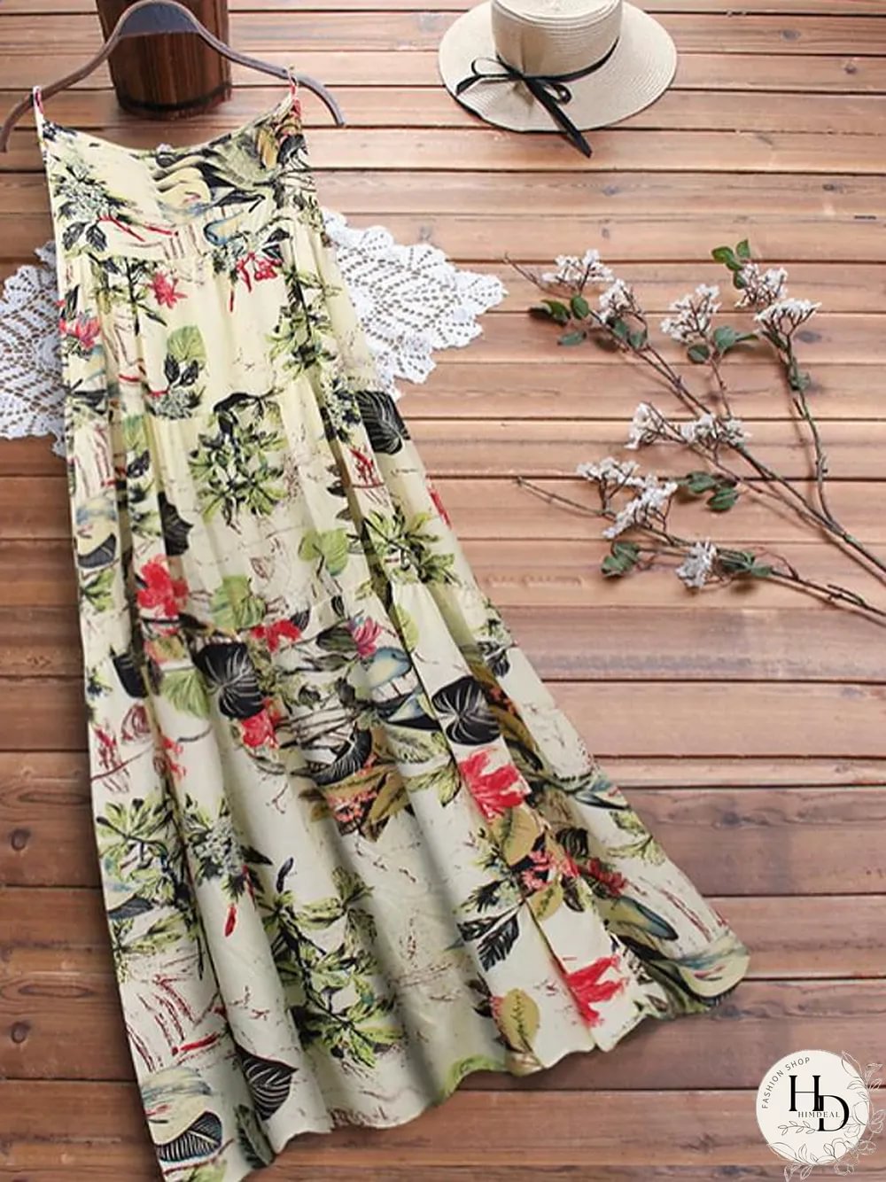 Women's Strap Dress Maxi long Dress Sleeveless Floral Summer Hot Casual Red Yellow M L XL XXL 3XL 4XL 5XL