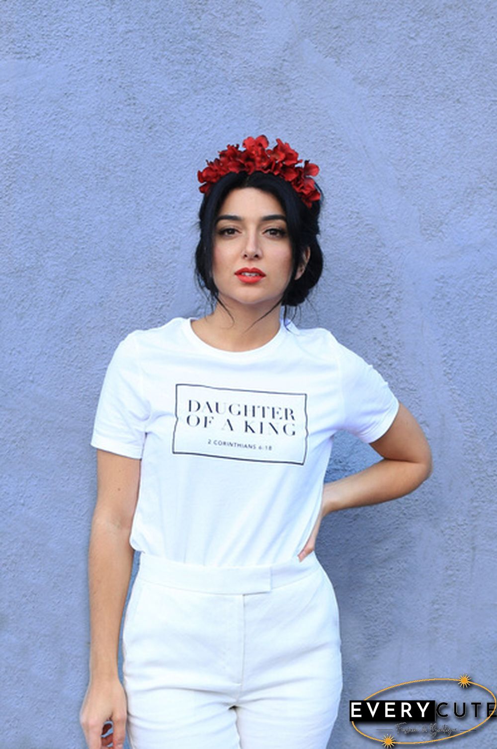 2 Corinthians 6 Daughter Of the King Christian T-Shirt Women Holly Bible Quotes Cute Graphic Tee Casual White Tops