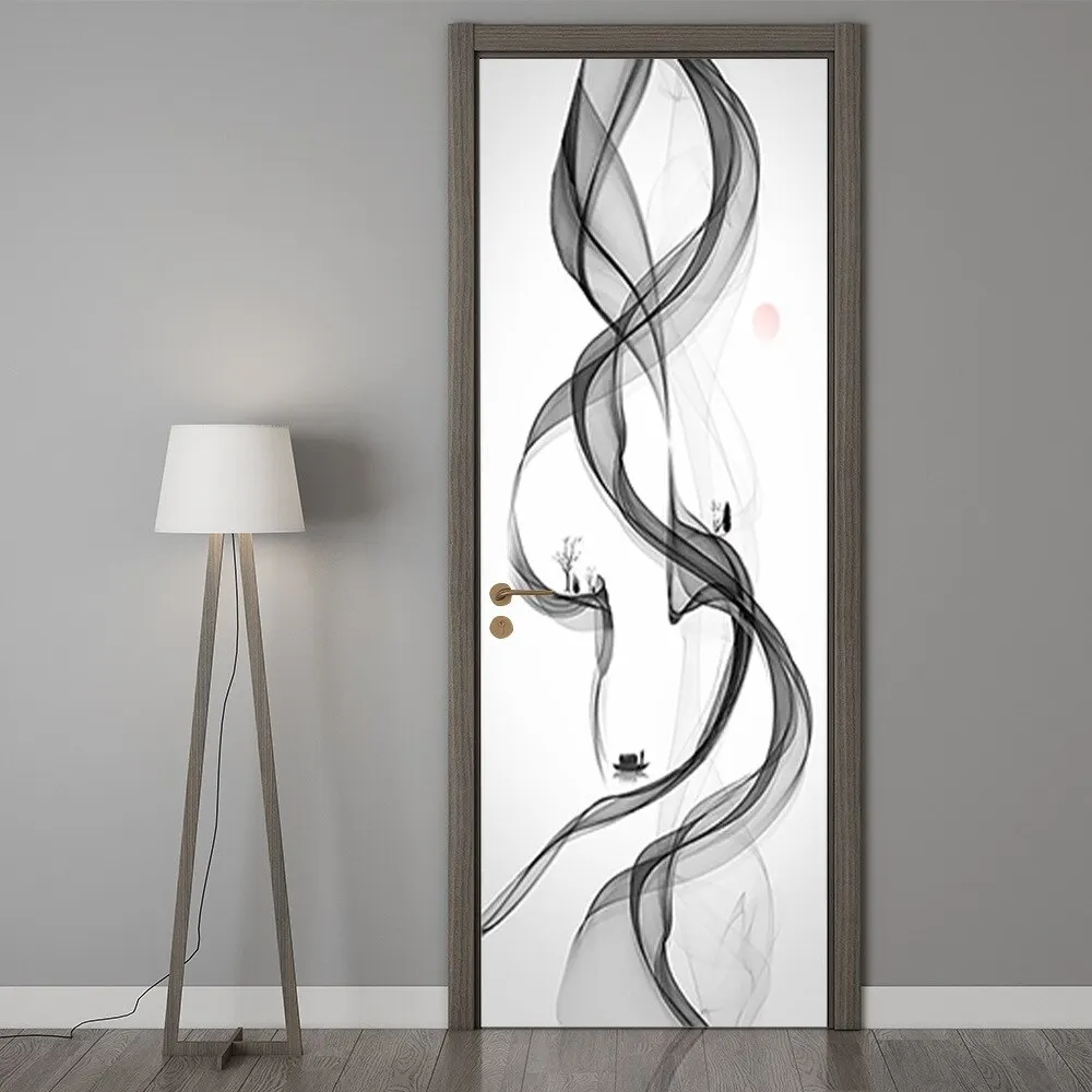 Athvotar 3D Mermaid Watercolor Scales Door Sticker Self Adhesive Wallpaper DIY Renovation Waterproof Poster Home Decor Decal