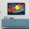 Stained Glass Moon Starry Sky-Full Embroidery 3 Strands 11CT Stamped Cross Stitch-60*40CM-Large Size