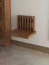 Wall-Mounted Folding Bench Showering Chair Entryway Walnut Rubber Wood Stool