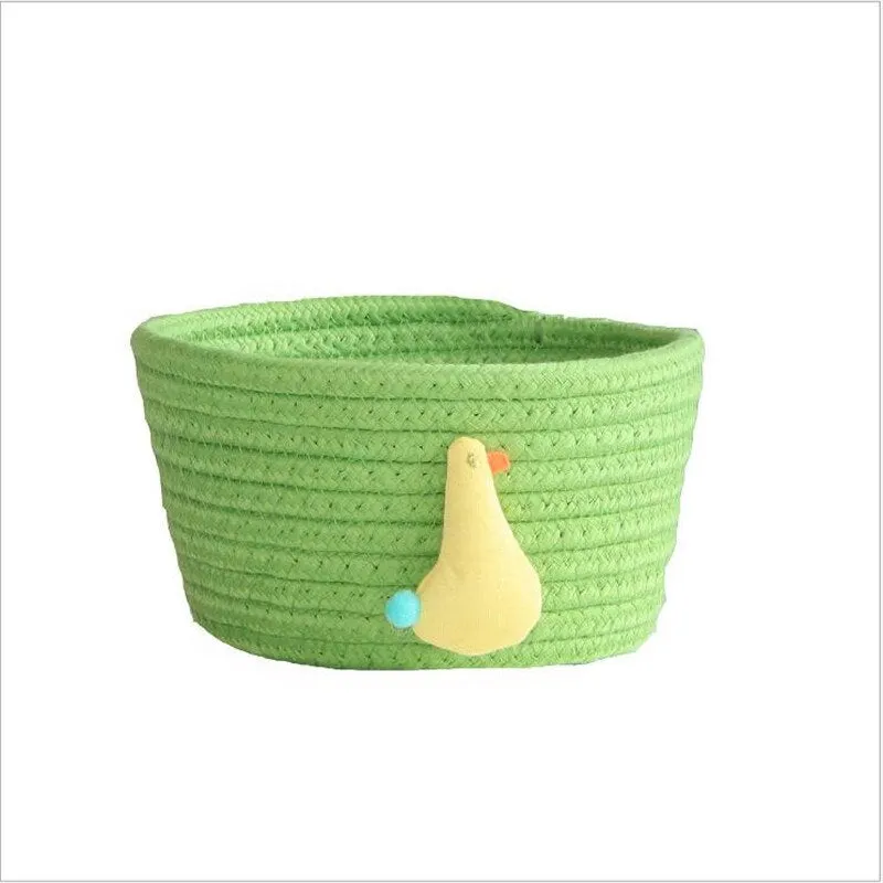Cotton Rope Storage Baskets With Animals Shape Baby Dirty Clothes Laundry Basket Handmade Weaving Desktop Sundries Organizer Box