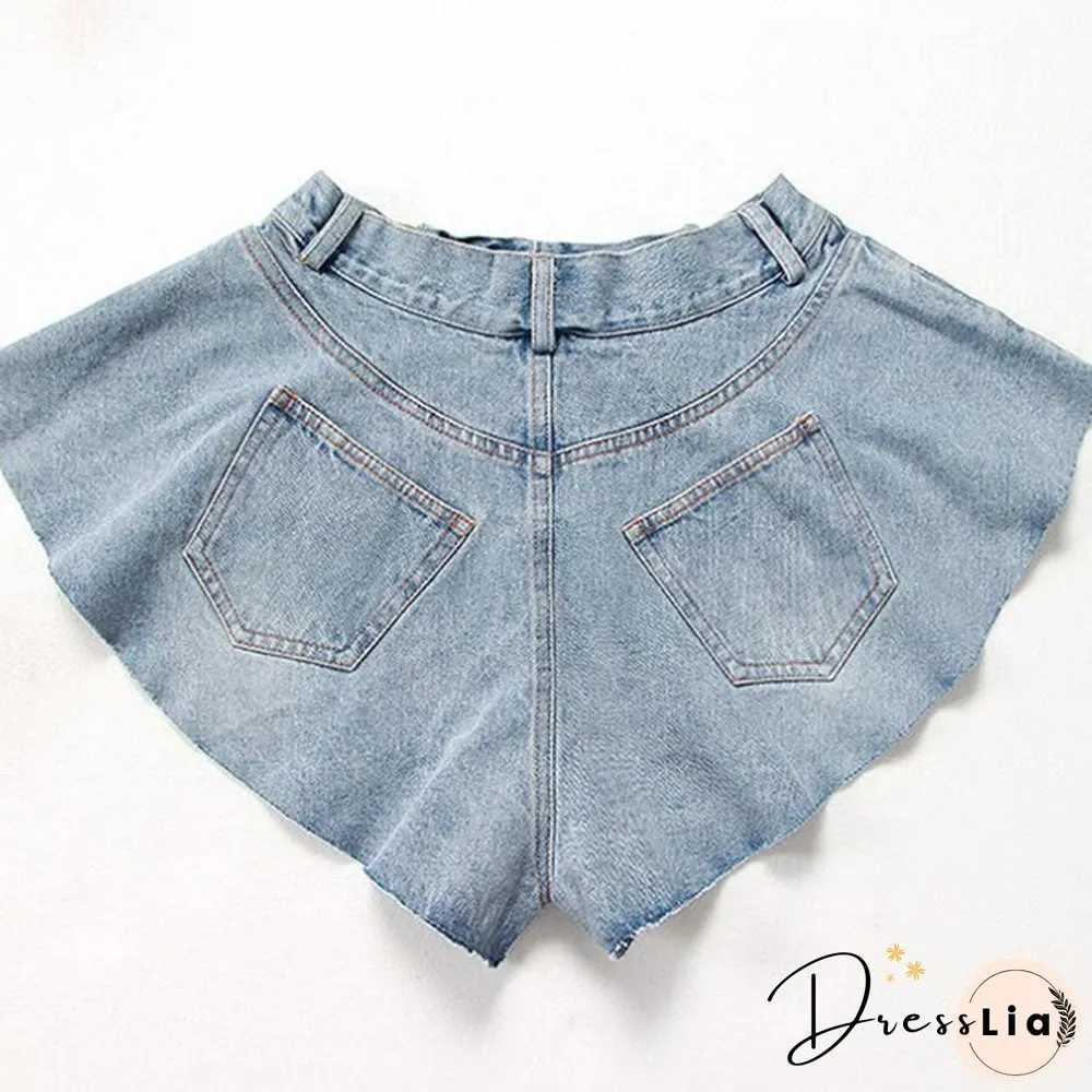 New Fashion Summer Autumn Sexy Lace-up Mid Waist Pockets Zipper Loose Mini Denim Shorts Women Plus SizexXXL