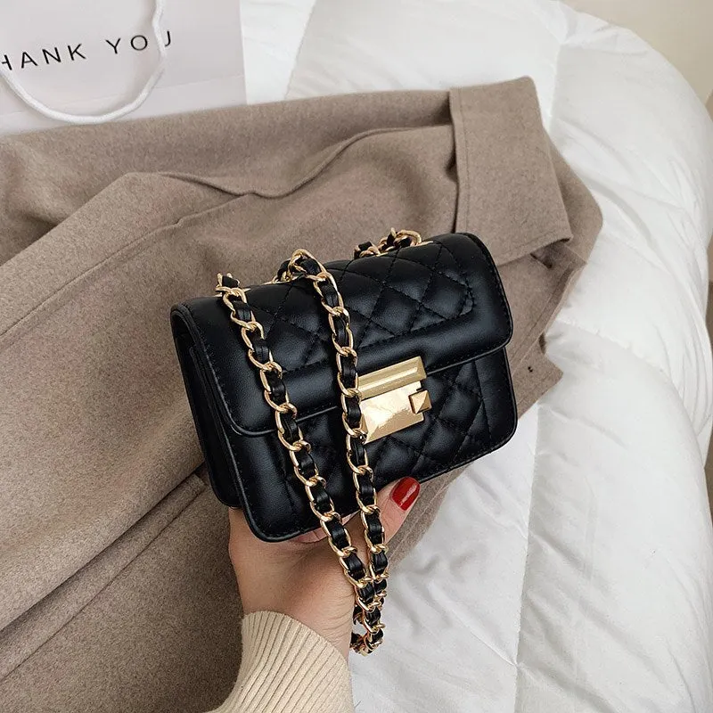 էѧӧܧ Brand Designer Fashion Women's Chain Small Flap Crossbody Bag 2021 Winter Shoulder Handbags High Quality PU Leather