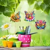 (US Local)6Pcs DIY Stakes Diamond Painting Kits Diamond Art Kits (Butterfly Flower)