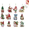 (US Local)12pcs Christmas Gnome Diamond Painting Keychains Kit DIY Diamond Art Charms