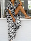Retro Ethnic Printed Batwing Sleeves Maxi Dress