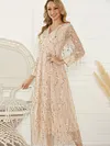 Fringed Sequined See-Through V-neck Maxi Dress