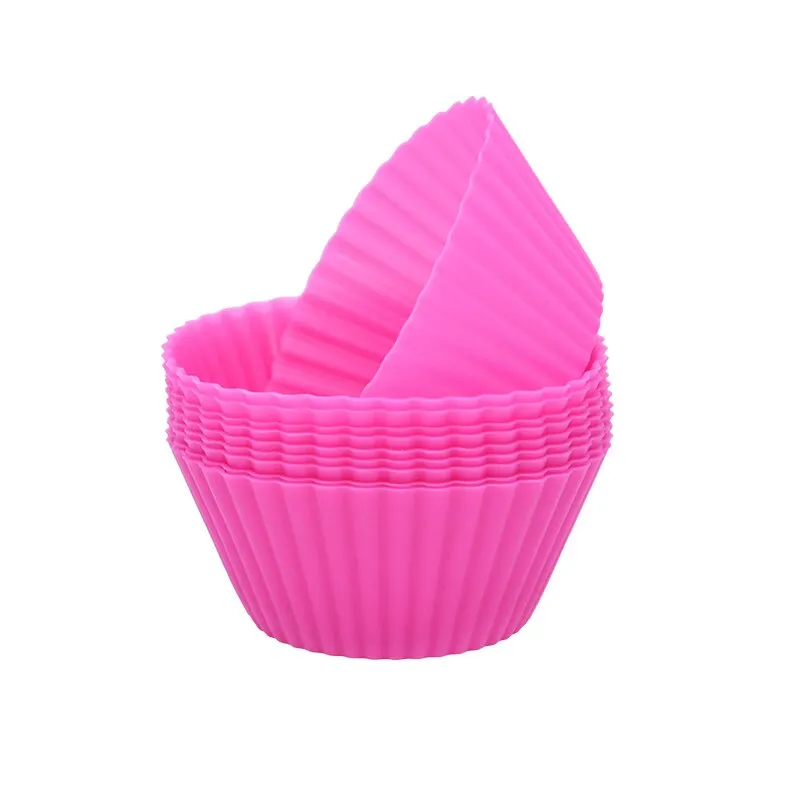 12pcs Silicone Cake Mold Round Muffin Cupcake Baking Molds Reusable DIY Cake Decorating Tools Wedding Birthday Party Decorations