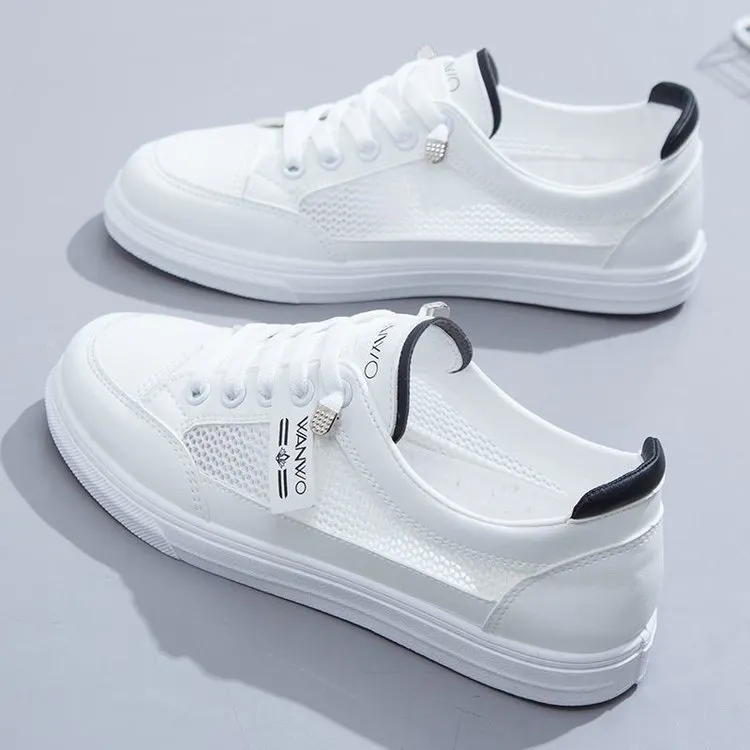 Churchf Churchf Summer New Mesh Breathable Single Shoes Female Students Flat Casual Shoes Round Head Good Match Sports Small White Shoes Female