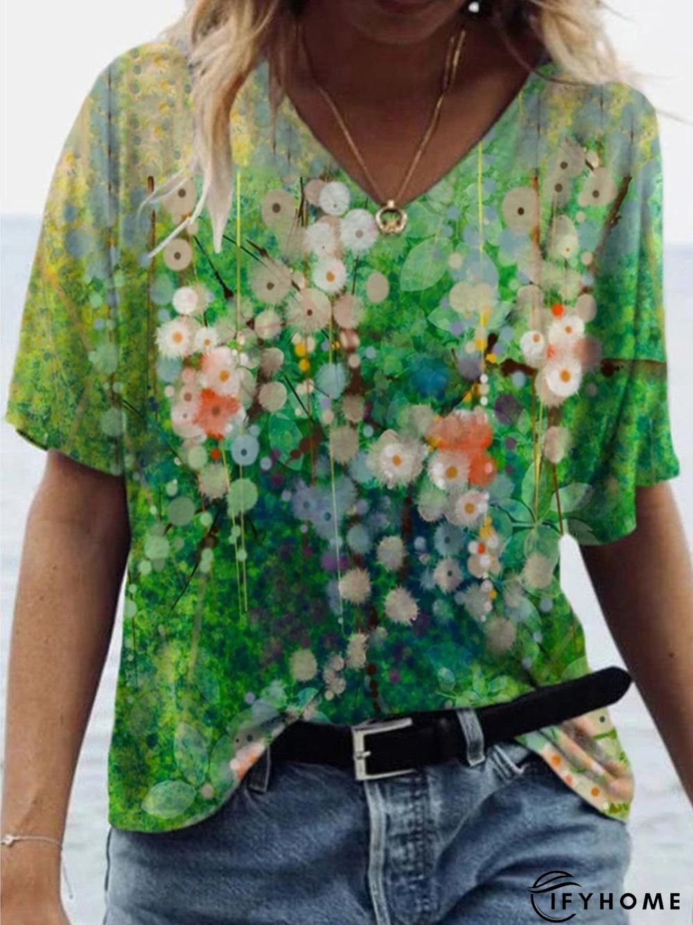 Printed Casual Short Sleeve Tops | IFYHOME
