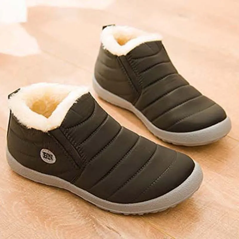 Vulcanized Shoes Women Slip On Waterproof Shoes Fashion Breathable Outdoor Fur Warm Winter Casual Shoes Sneakers Women Plus Size
