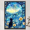 Black Cat Under The Starry Sky-11CT Stamped Cross Stitch 50*65cm/19.69*25.59in (Big Size)