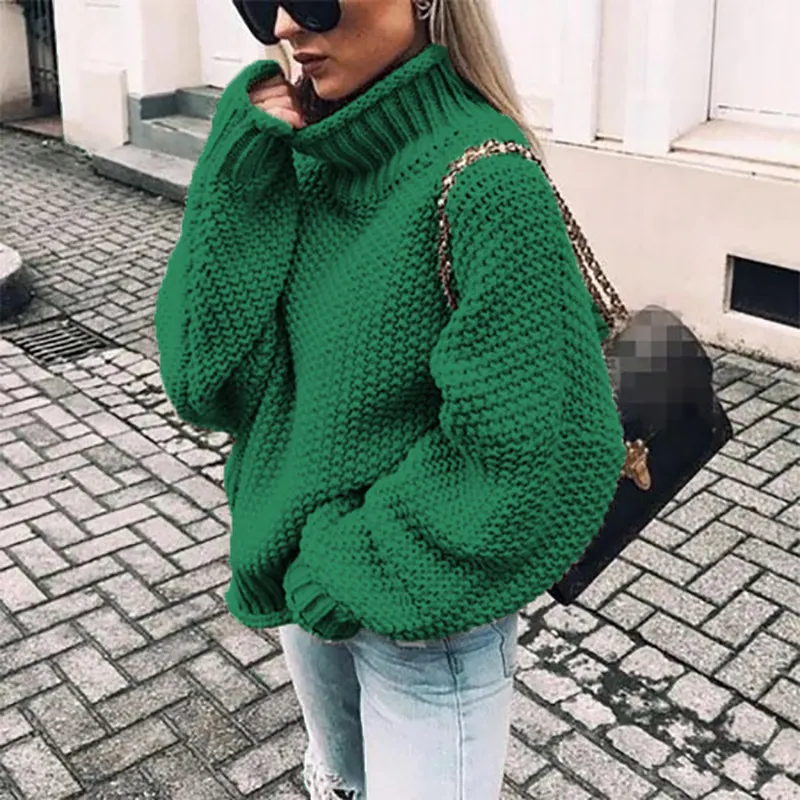 Uveng Uveng Women's WISH Turtleneck Long Sleeve Jumper Loose Casual Knit Sweater Women