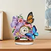 (US Local)Acrylic Special Shape Flower Butterfly Diamond Painting Clock for Home Office