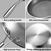 304 Stainless Steel Frying Pan With Handle Universal Steak Cooking Pot Non-Coated Single Sided Honeycomb Skillet Suitable for Fried Egg Steak