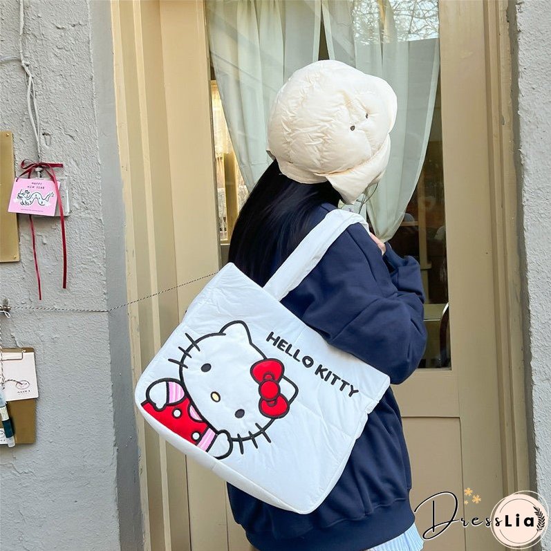 New Cartoon Cute down Cloth Handbag Pacha Dog Shoulder Bag Melody Clow M Tote Bag